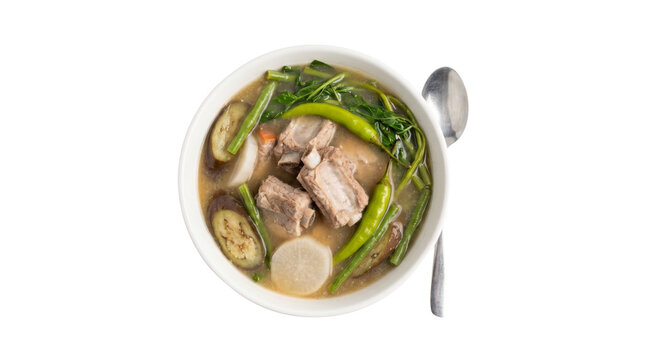 Bowl of Filipino Sinigang Soup with Pork.