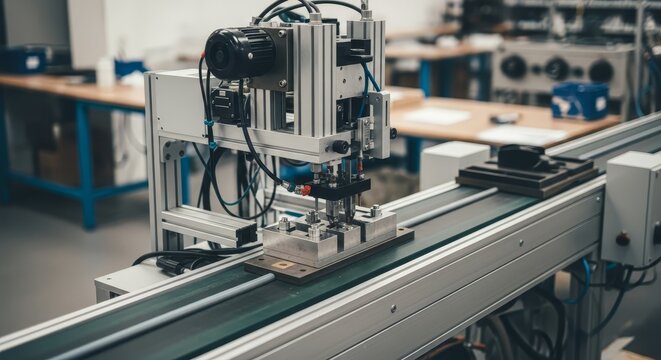 Automated Industrial Machinery on a Production Line for Manufacturing Processes