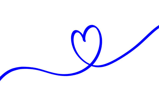 Abstract Blue Heart Line Art &ndash; Modern Continuous Love Illustration for Wall Decor and Prints