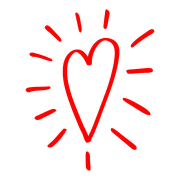 Red Heart Doodle with Radiating Lines &ndash; Decorative Hand-Drawn Element
