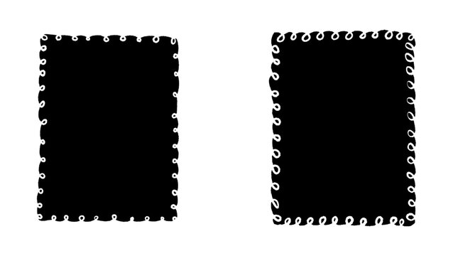 Black Rectangular Frames with Circular Loops &ndash; Vector Illustration on White Background