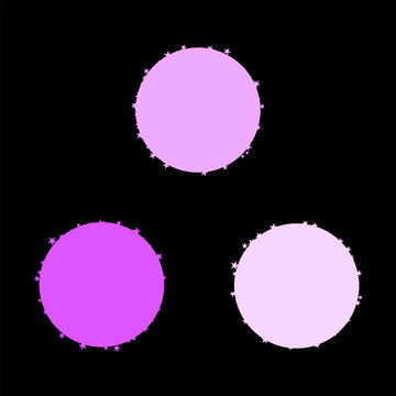 Set of Circular Purple Frames Isolated on Black Background, Decorative Round Border Vector Illustration