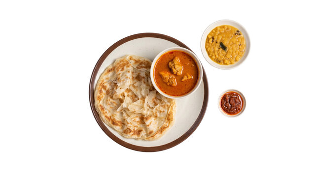 Kerala Parotta with Chicken Curry and Chutney.