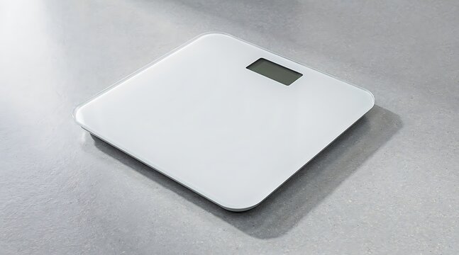 Modern White Digital Bathroom Scale on a Light Gray Surface.