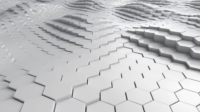 Abstract Hexagonal Surface With Wavy Patterns And Geometric Shapes.