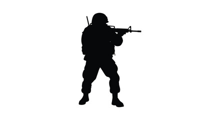Soldier with rifle in shooting position silhouette © MDALTUFHOSAIN
