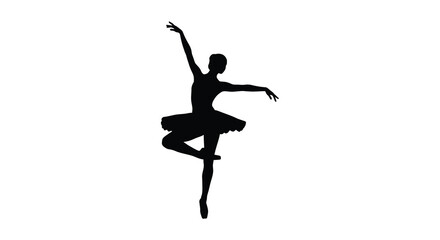 Ballerina in dynamic pose black silhouette © MDALTUFHOSAIN