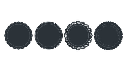Set of Four Stylish Black Circular Decorative Labels and Frames for Modern Graphic Design ©  Yassine DS