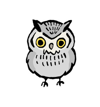 Simple Hand-Drawn African Scops Owl Illustration