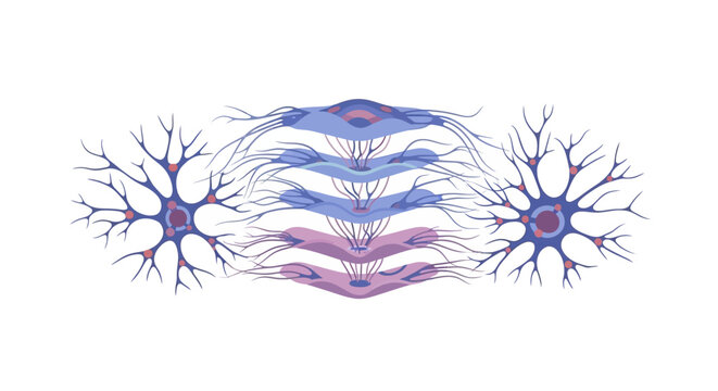 Illustration of neurons connected by glial cells in human brain. EPS Editable. Vector Illustrations.
