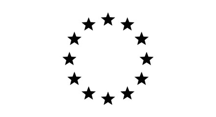 Fototapeta premium Circle of Black Stars on White Background - Unity, Connection, Europe Symbol