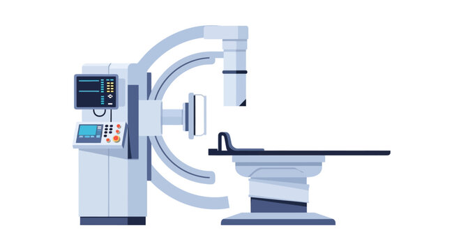 Modern Carm medical imaging system for surgery and diagnostic procedures. EPS Editable. Vector Illustrations.