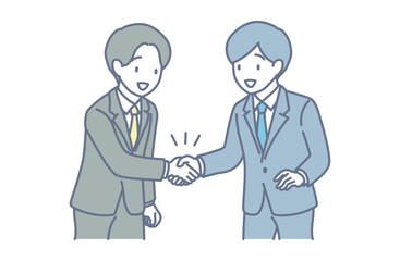 Fototapeta premium 笑顔で握手するビジネスシーンのイラスト