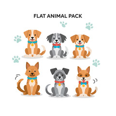 Obraz premium Cartoon dogs collection. Colorful graphic animal illustration