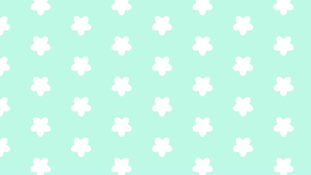Mint Green Flower Pattern Animation Sliding Left To Right Fresh Floral Background 4K 60fps