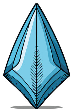 Single Light Blue Arrowhead or Spearhead Weapon Tool Isolated Illustration