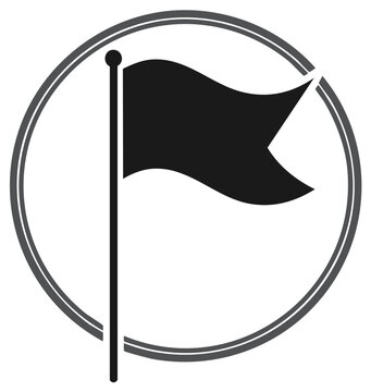 Simple Black and White Flag Icon Represents a Symbol of a Goal or Warning