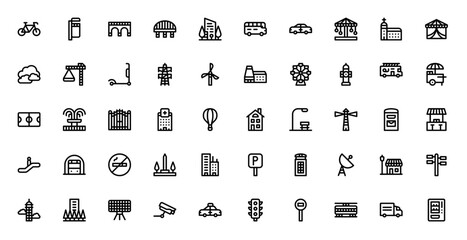 Fototapeta premium City Urban Building Skyline Architecture Icon Set