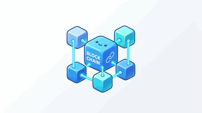 Digital Blockchain Network Concept Illustration - Secure Decentralized Technology for Cryptocurrency and Data Management
