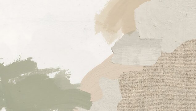 Minimalist abstract background with soft flowing shapes and textured patterns in muted earthy tones, abstract