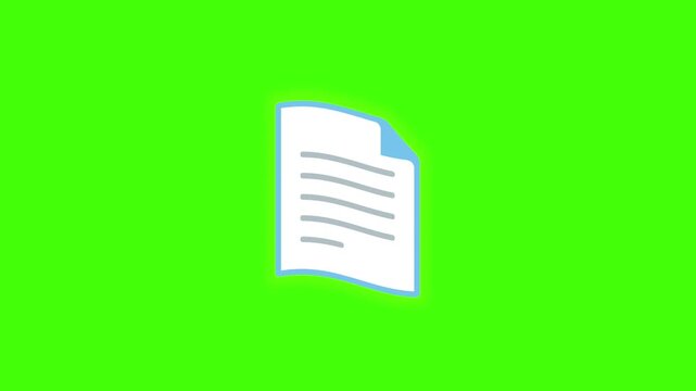 Animated document icon on a vibrant green screen perfect for digital projects and presentations.