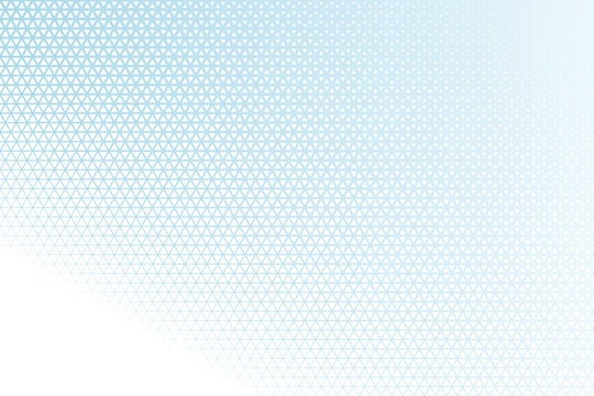 Fading blue triangle halftone pattern background, white