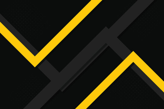 Abstract geometric chevron pattern with yellow and dark gray lines on black