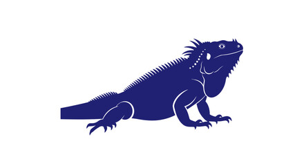 Fototapeta premium Blue Iguana Silhouette on White Background