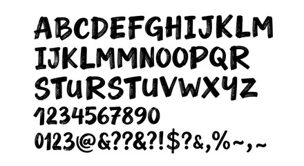 Fototapeta premium Handwritten Alphabet and Numbers Font Design.