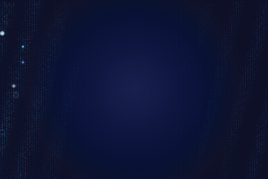 Dark blue digital data matrix with glowing blue particles