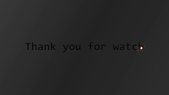 Minimalist Thank You for Watching Text Animation with Glowing Light Effect on Dark Grey Background