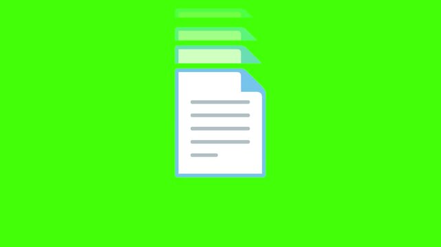 Document Icon Animation on Green Screen Background.
