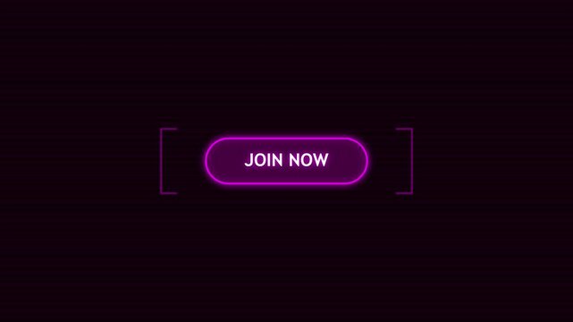 Futuristic Join Now Neon Button on Dark Scanline Background Animation for Subscription and Membership Call to Action