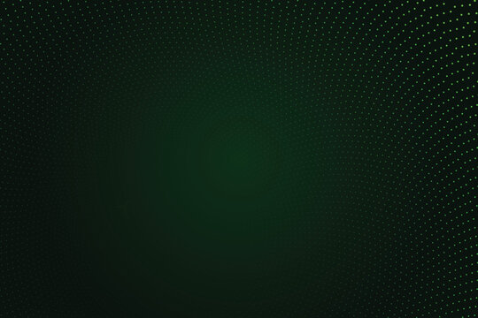 Dark green neon dot vortex with subtle geometric pattern abstract background, dot pattern