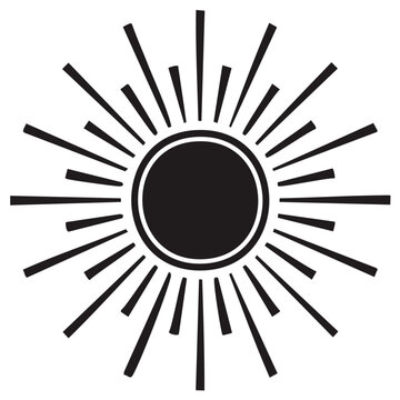 Graphic Icon of a Stylized Sun with Radiating Rays