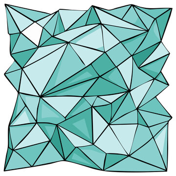 Abstract low poly geometric pattern with shades of teal and light blue