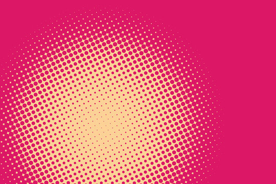 Vibrant pink and yellow halftone dot gradient background, pattern dots