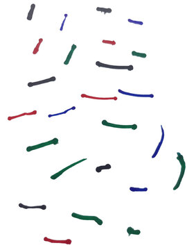 Colorful dashed and curved lines scattered randomly isolated on transparent background