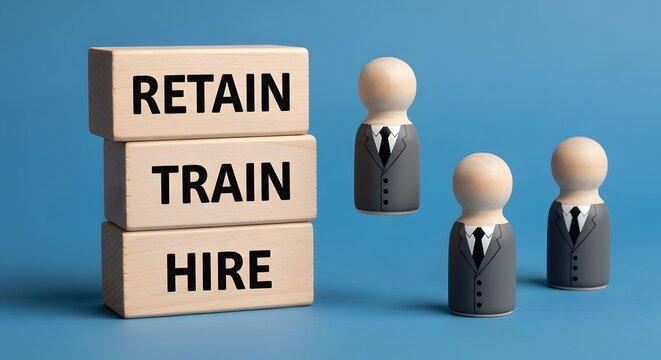 Business concept with retain train hire blocks and figurines