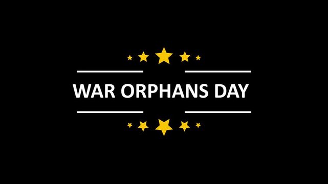 War orphans day: dynamic animated title with gold stars on black background, 1. war orphans day