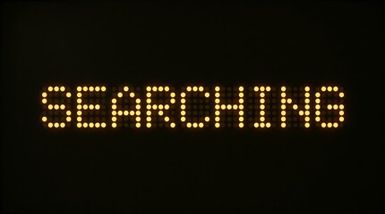 Fototapeta premium Orange digital display showing the word searching in all caps with searching information internet contrast
