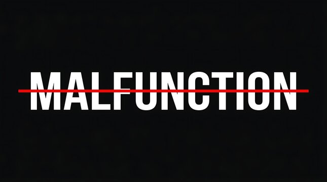 Malfunction text with red line through it malfunction typography interference disruption disorder technical