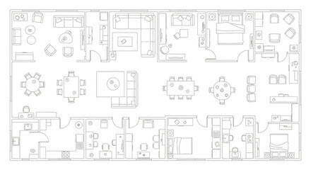 Architectural Floor Plan Layout of a Modern Apartment Design. © Himin