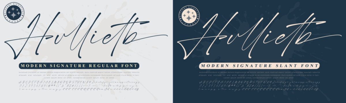 The hofflator emblem logo design with Serif and Signature or Script Alphabet vector