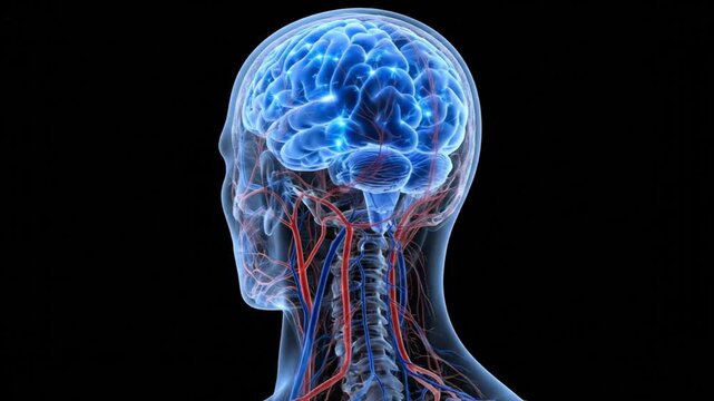 3d xray rotate human , brain, nerv, head anatomy