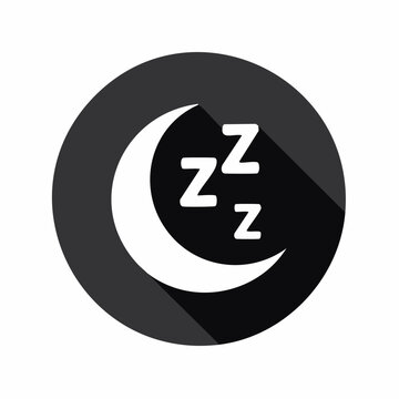 Sleep icon with crescent moon and zzz.