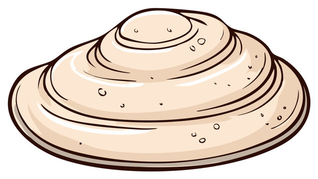 Stylized Drawing of a Light Brown Seashell with Outline Detail