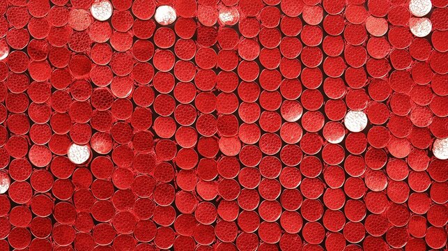 Ultra-high definition red sparkling round sequins neatly arranged
