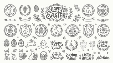 Happy Easter Hand Drawn Vector Icons and Symbols Collection © rita ambarwati