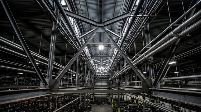 Industrial Factory Interior Metal Structure Architecture Pipes